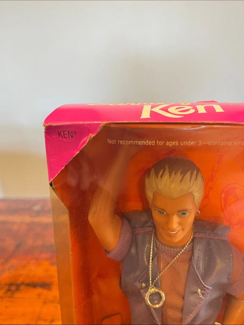 Vintage Earring Magic Ken with Metallic Blue Vest and Black Pants Barbie